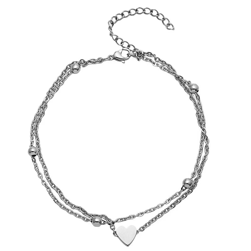 Double Layered Heart Anklet