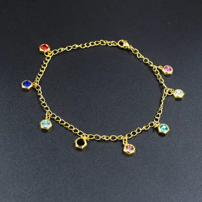 Mixed Colored Hexagonal Anklet