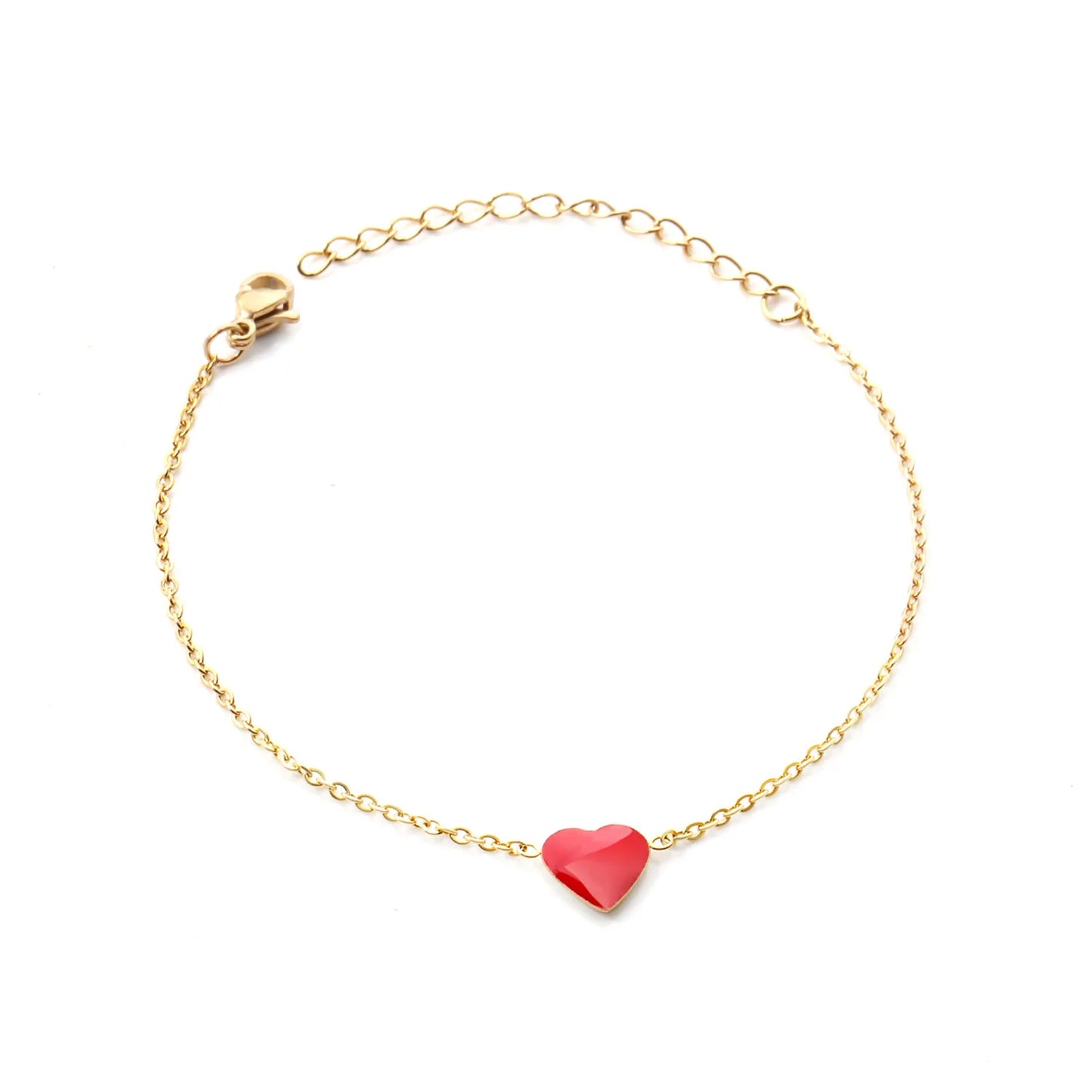 Petite Heart Pendant Cable Link Chain Bracelet