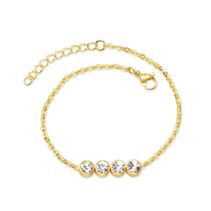 Petite Quad-Baguette Cable Link Chain Bracelet