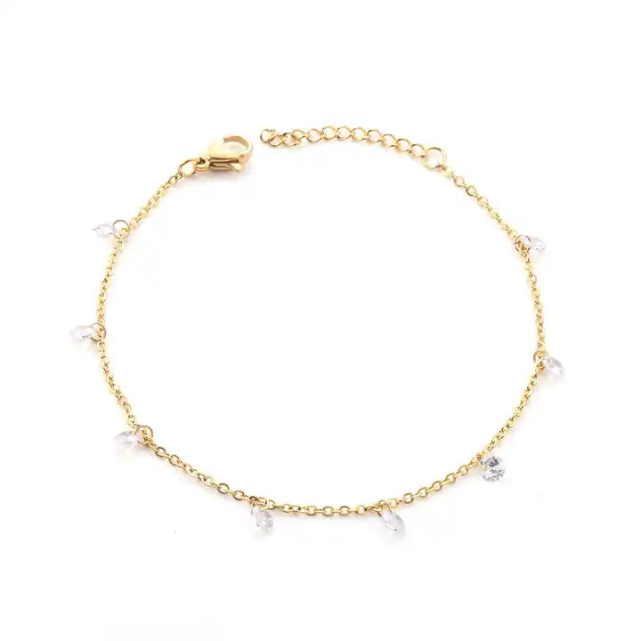 Petite Rhinestone Cable Link Chain Bracelet